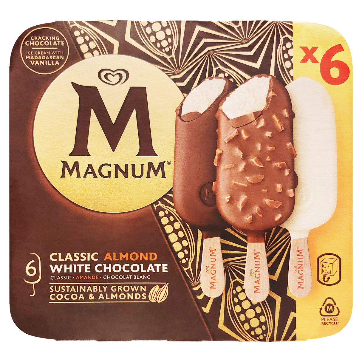 Bâtonnets glacés Magnum mini classic amande & chocolat blanc