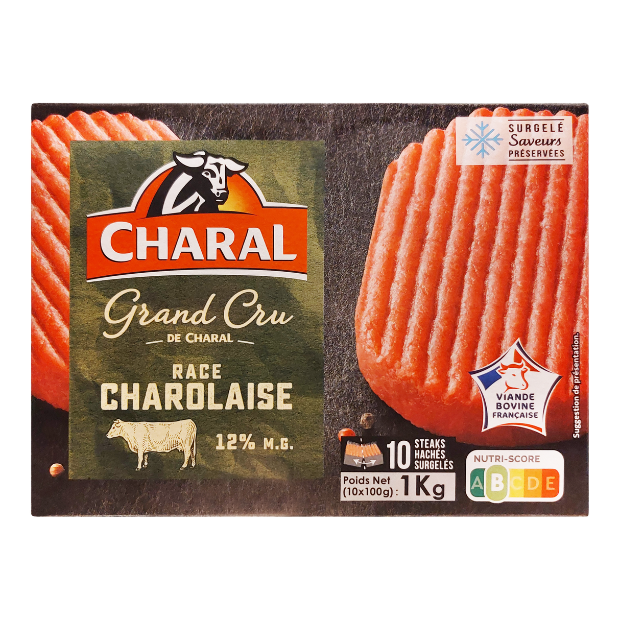 Steak haché charolais Charal 12% mg 10x100g