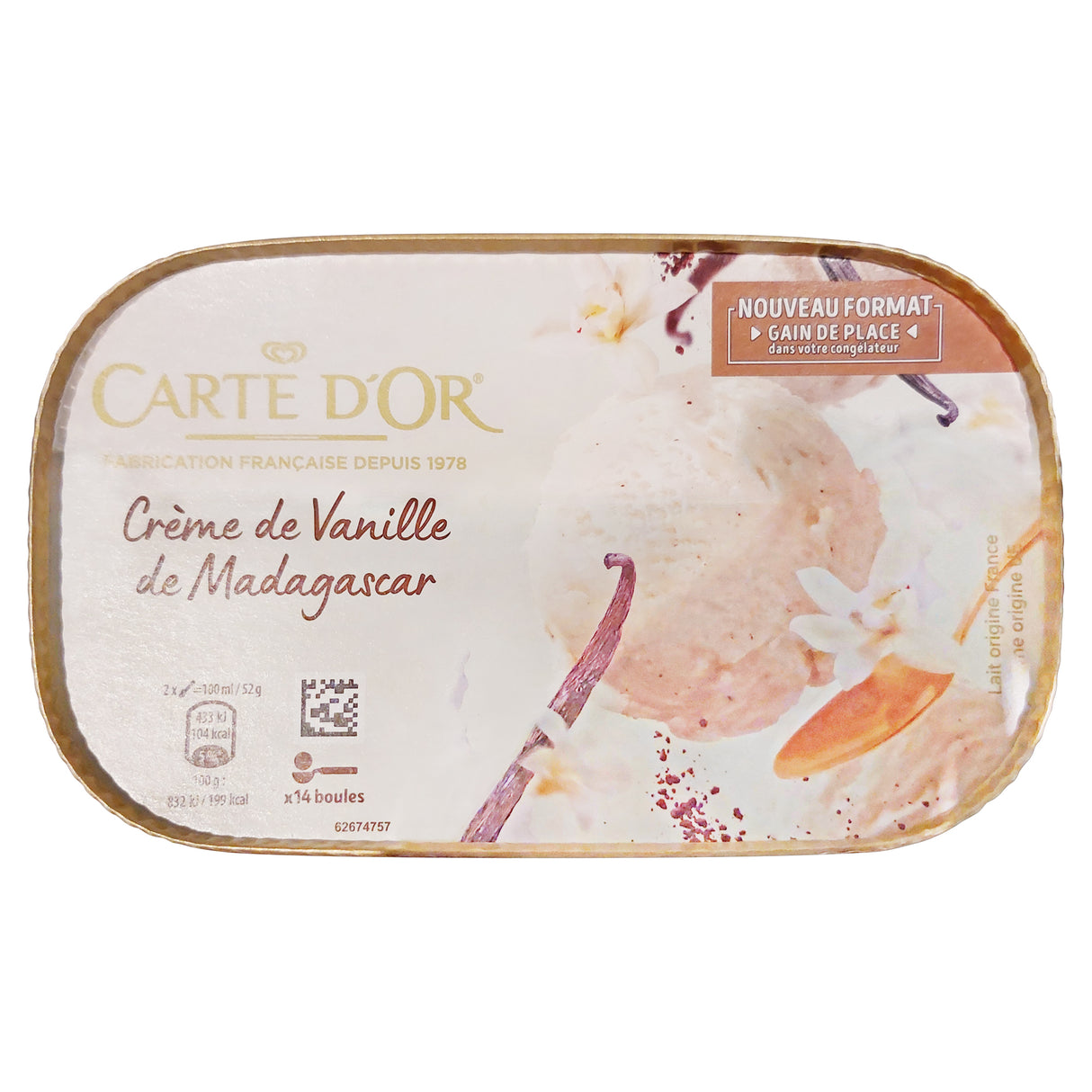 Carte d'or crème glacée crème de vanille de Madagascar