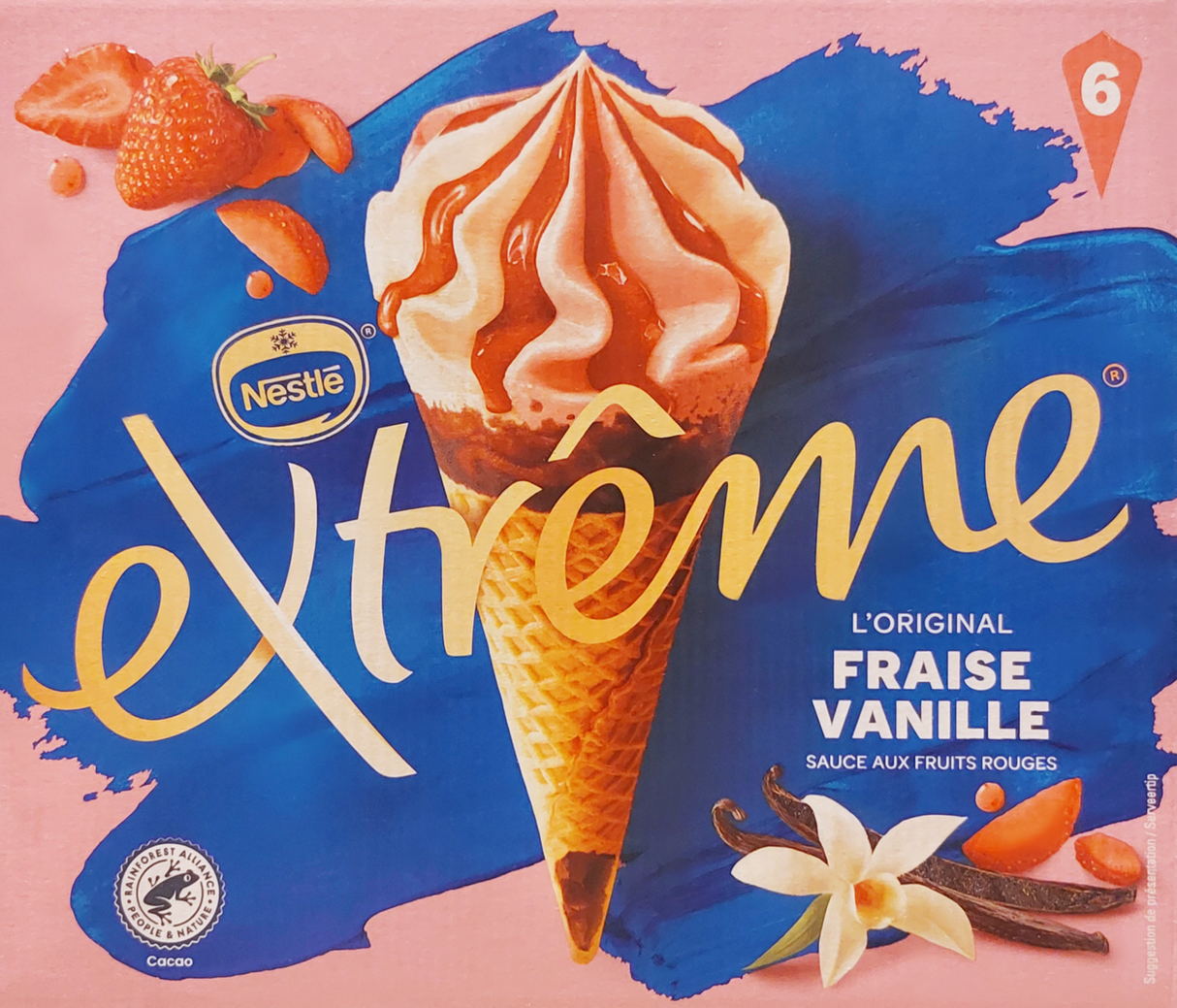 Extrême 6 cônes fraise vanille