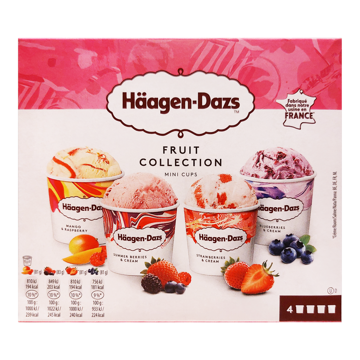 Glace 4 mini pots fruit collection