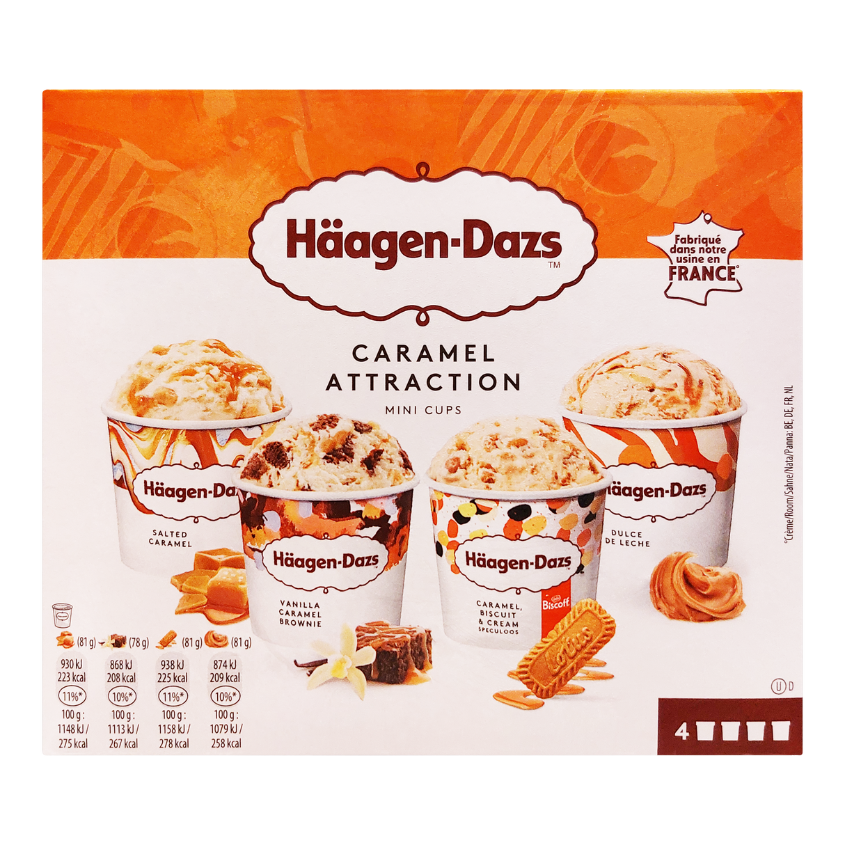 Glace 4 mini pots caramel attraction